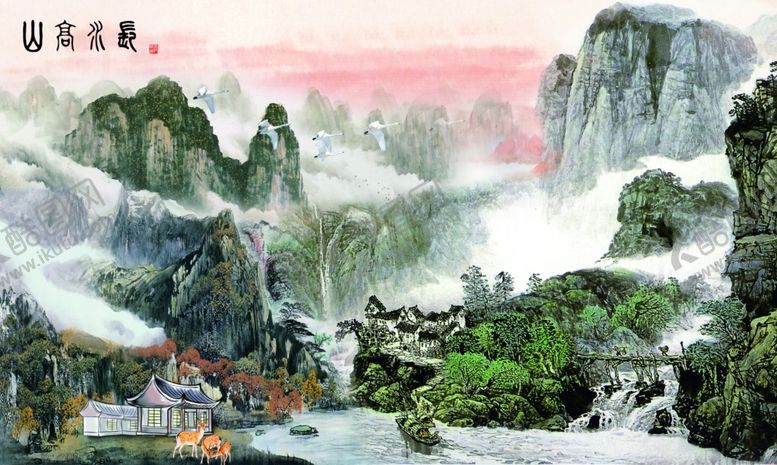 编号：38050910281804327796【酷图网】源文件下载-山水背景墙