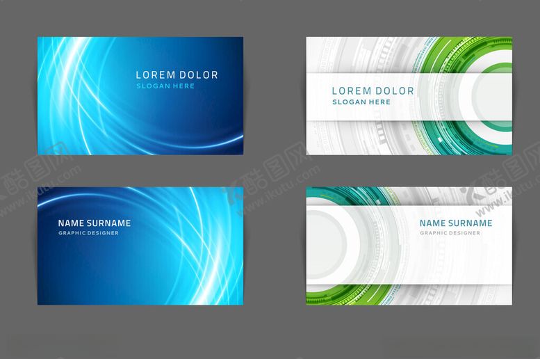 编号：21784104042303125931【酷图网】源文件下载-蓝绿渐变风格名片设计图