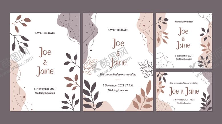 编号：97921511021737558483【酷图网】源文件下载-简约花卉婚礼请柬设计