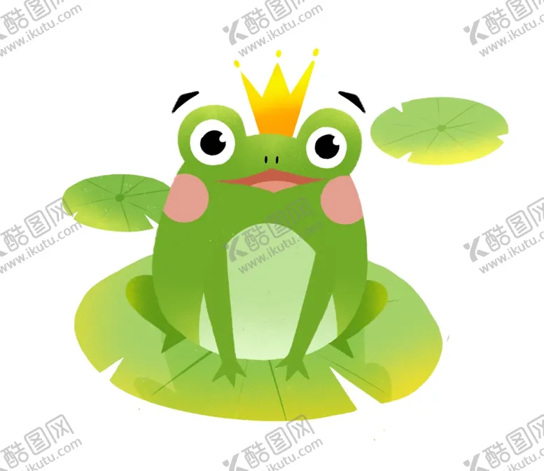 编号：44161404210343518506【酷图网】源文件下载-荷叶上的青蛙王子插画