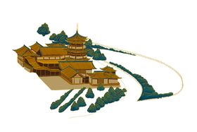 手绘古建筑