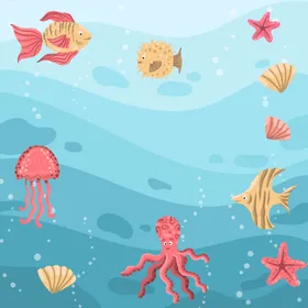 海洋背景卡通展板宣传图保护环境