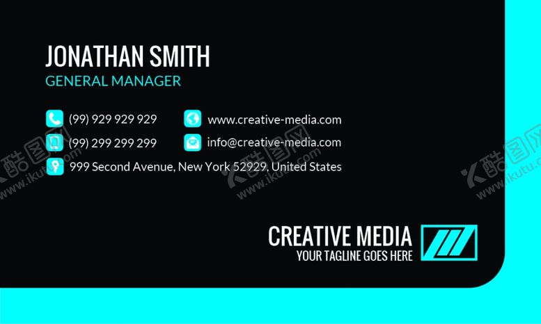 编号：61476509262224283692【酷图网】源文件下载-蓝黑色名片