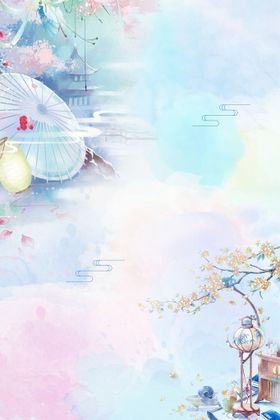 手绘古风插画背景图片国中式水墨展板