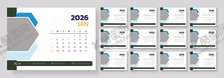 编号：46017312190104588325【酷图网】源文件下载-2026年台历模板