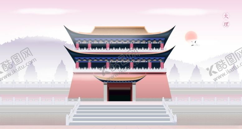 编号：79562206281500238788【酷图网】源文件下载-手绘古代建筑图片