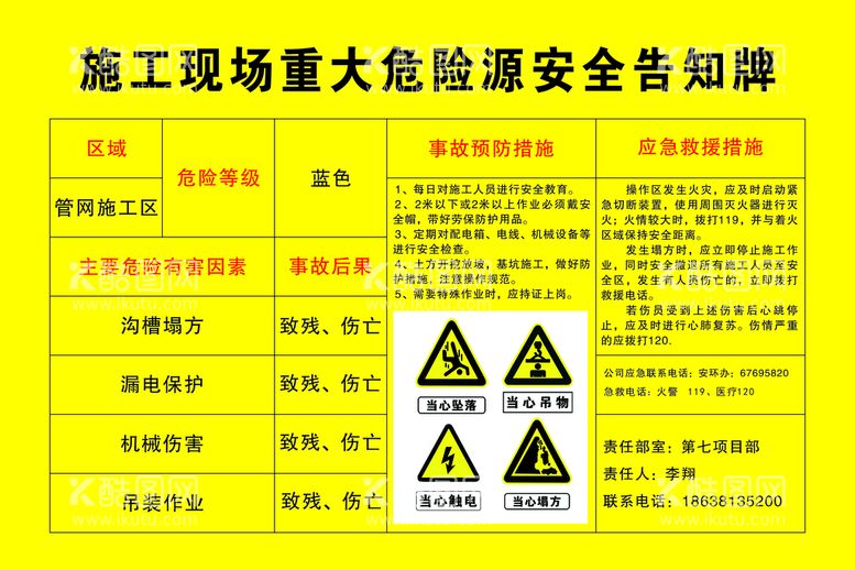 编号：13706809260837127925【酷图网】源文件下载-施工安全告知牌