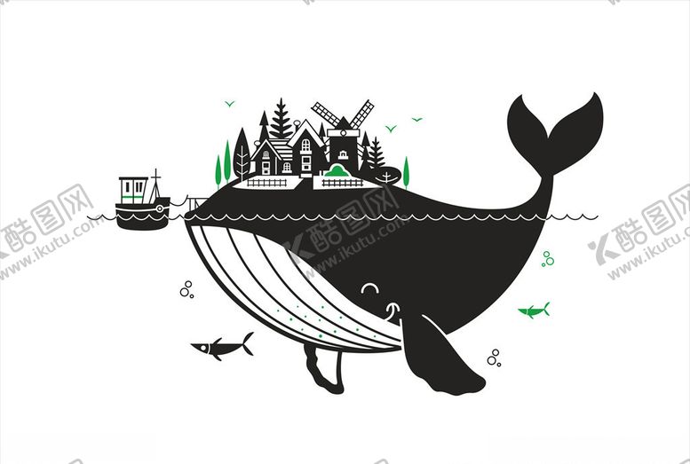 编号：49210410290341242447【酷图网】源文件下载-矢量卡通创意鲸鱼