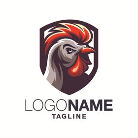 公鸡图标几何鸟类食品logo素材