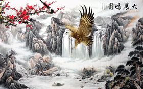 流水生财大展鸿图背景