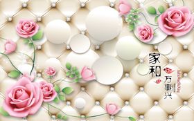 浮雕花玫瑰背景墙
