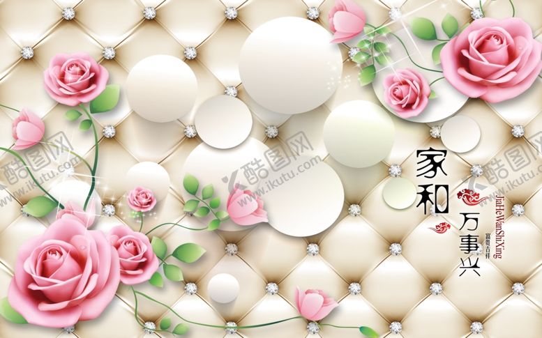 编号：89025506232003293496【酷图网】源文件下载-浮雕花玫瑰背景墙