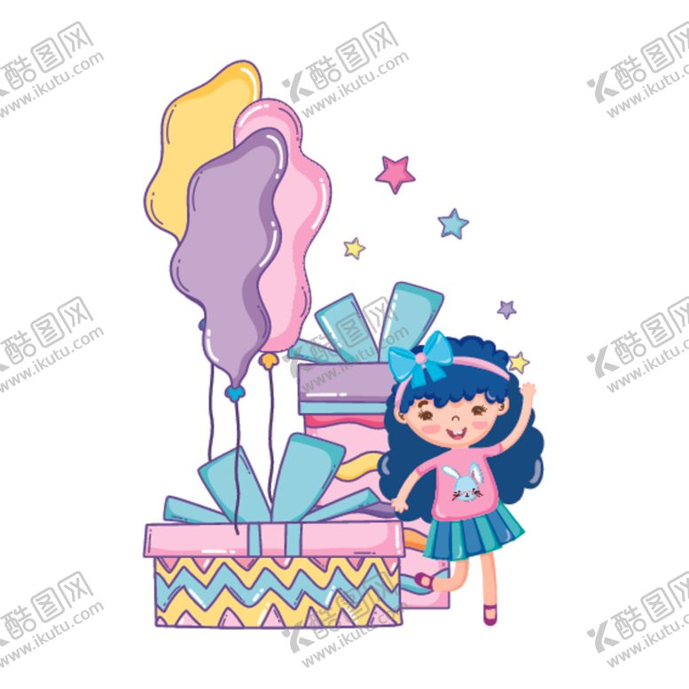 编号：53635606171829309120【酷图网】源文件下载-卡通生日女孩