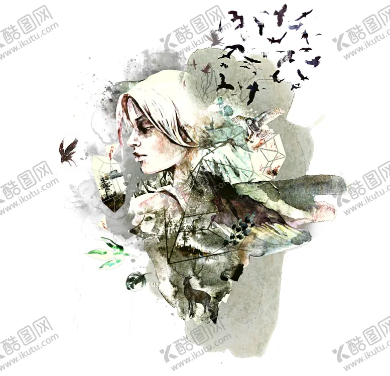 编号：44921807011235161074【酷图网】源文件下载-水彩绘画梦幻图案
