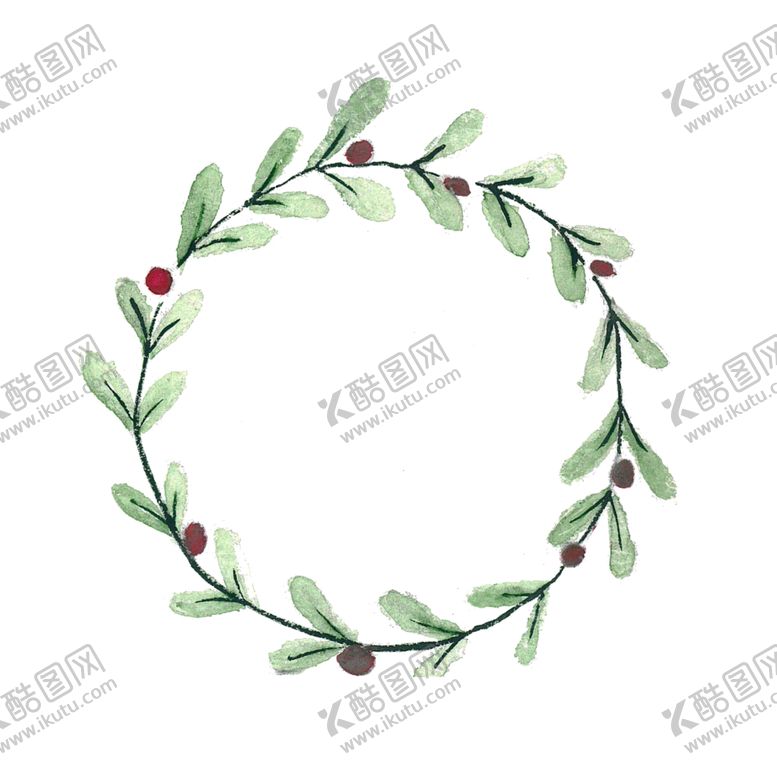 编号：98456009280740314383【酷图网】源文件下载-手绘植物花环