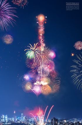 烟花烟火城市夜景海报PSD素材