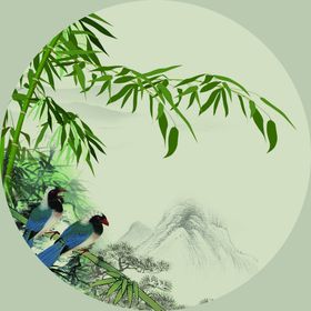 清明节牧童竹林意境3D山水简约