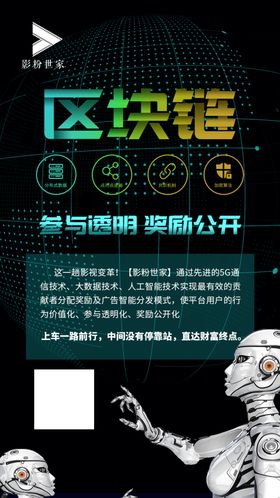 区块链科幻机器人海报