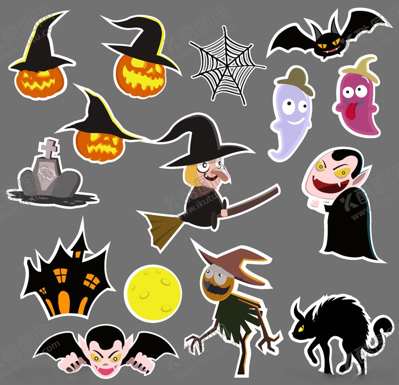 编号：28821009221303194953【酷图网】源文件下载-万圣节巫婆鬼爬行吸血鬼稻草人