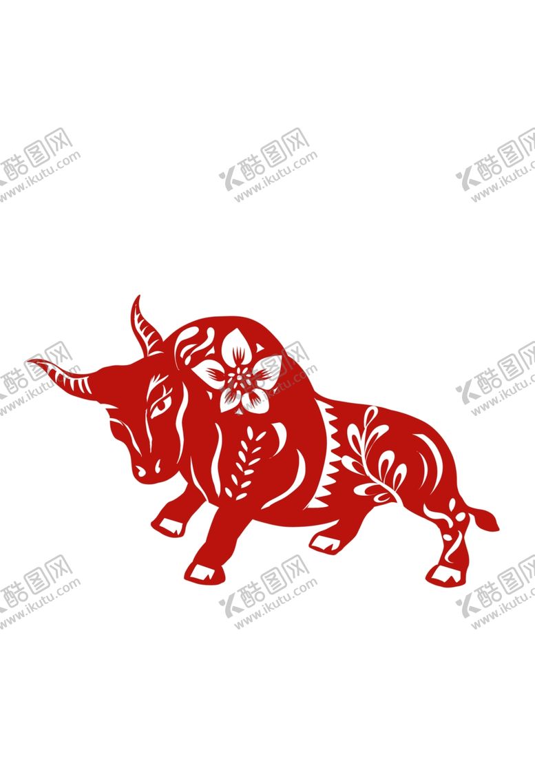 编号：12322707020354358247【酷图网】源文件下载-牛年剪纸插画