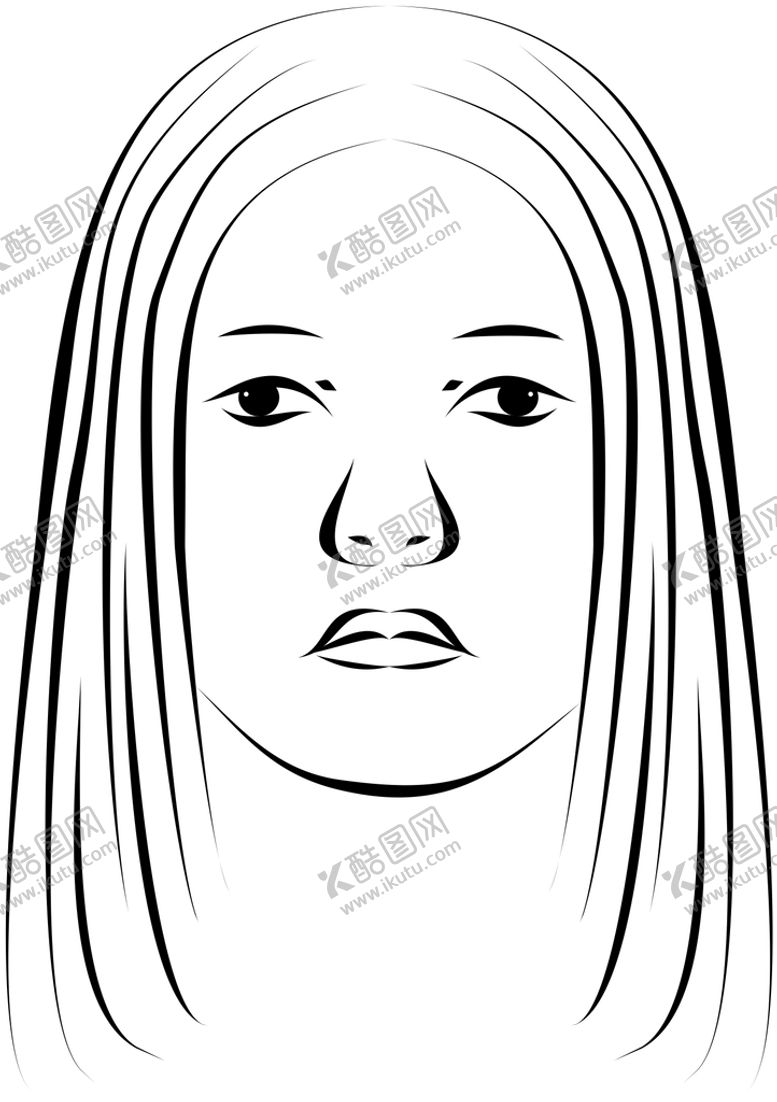 编号：31477310291847344615【酷图网】源文件下载-女头简笔画