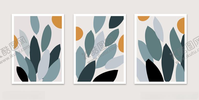 编号：21835104030837245947【酷图网】源文件下载-抽象叶形图案装饰画