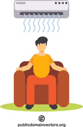 吹空调的小男孩