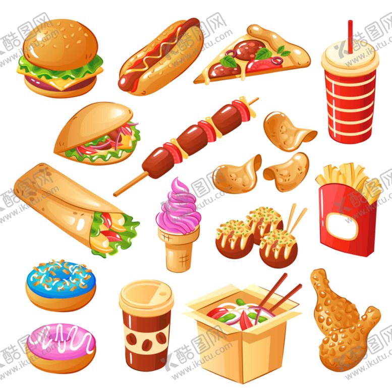 编号：36159409180232451782【酷图网】源文件下载-快餐美食插画