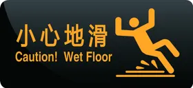 小心地滑当墙贴提示牌