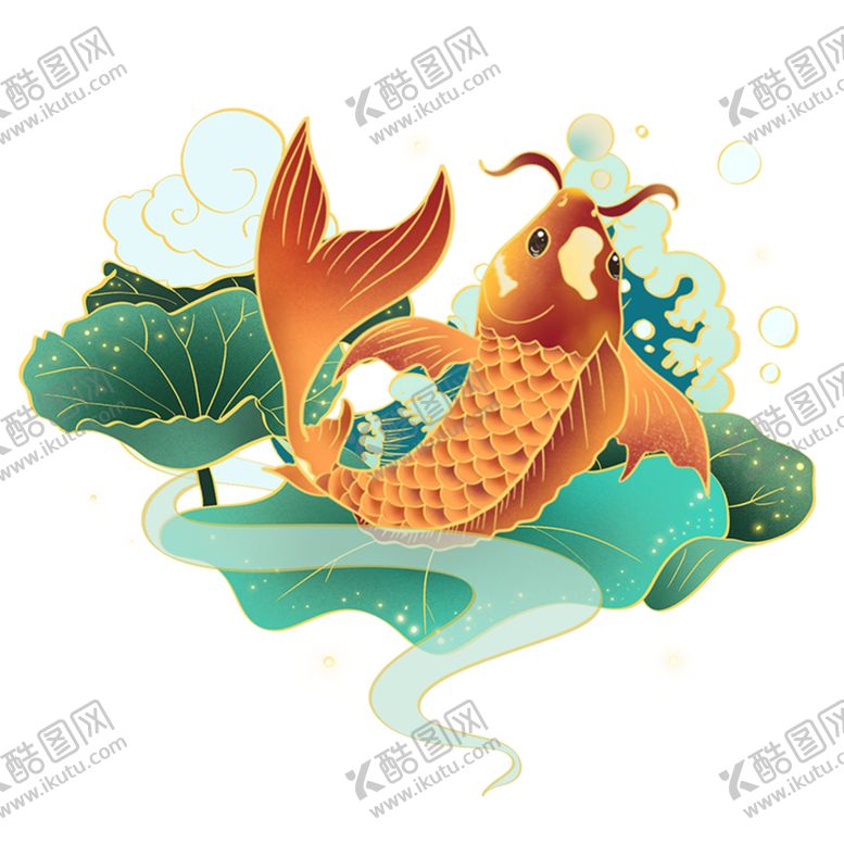 编号：50119103150918565616【酷图网】源文件下载-国潮锦鲤元素