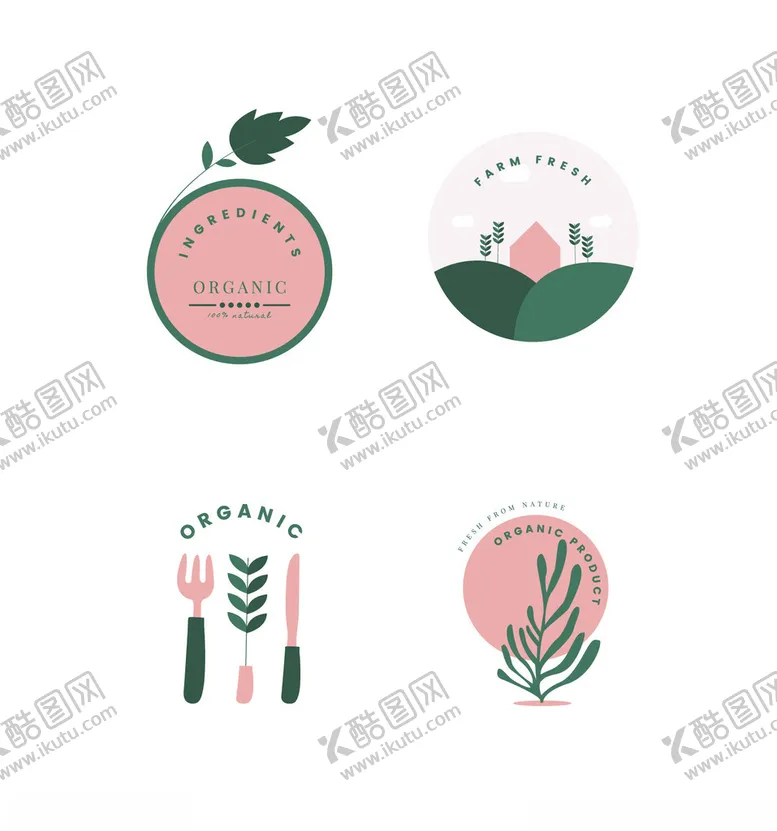 编号：47224102281008053646【酷图网】源文件下载-纯天然植物有机插画标签元素