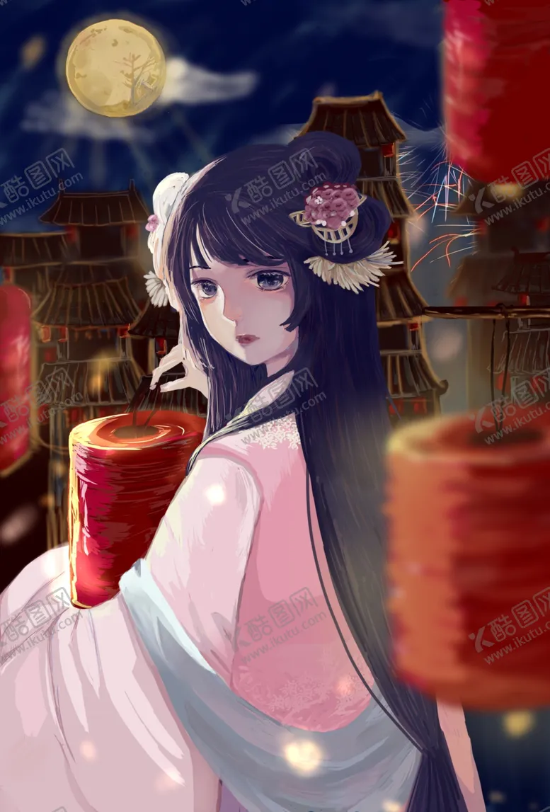 编号：69779006171055038200【酷图网】源文件下载-古风少女复古插画背景海报素材