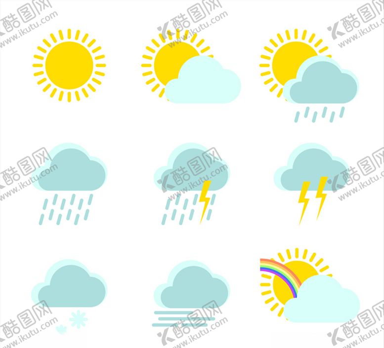 编号：38973107132049571871【酷图网】源文件下载-清新天气图标矢量素材