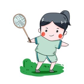 运动女孩打羽毛球