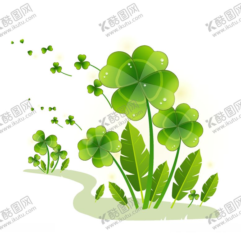 编号：94511809220930357520【酷图网】源文件下载-幸运飘扬四叶草矢量