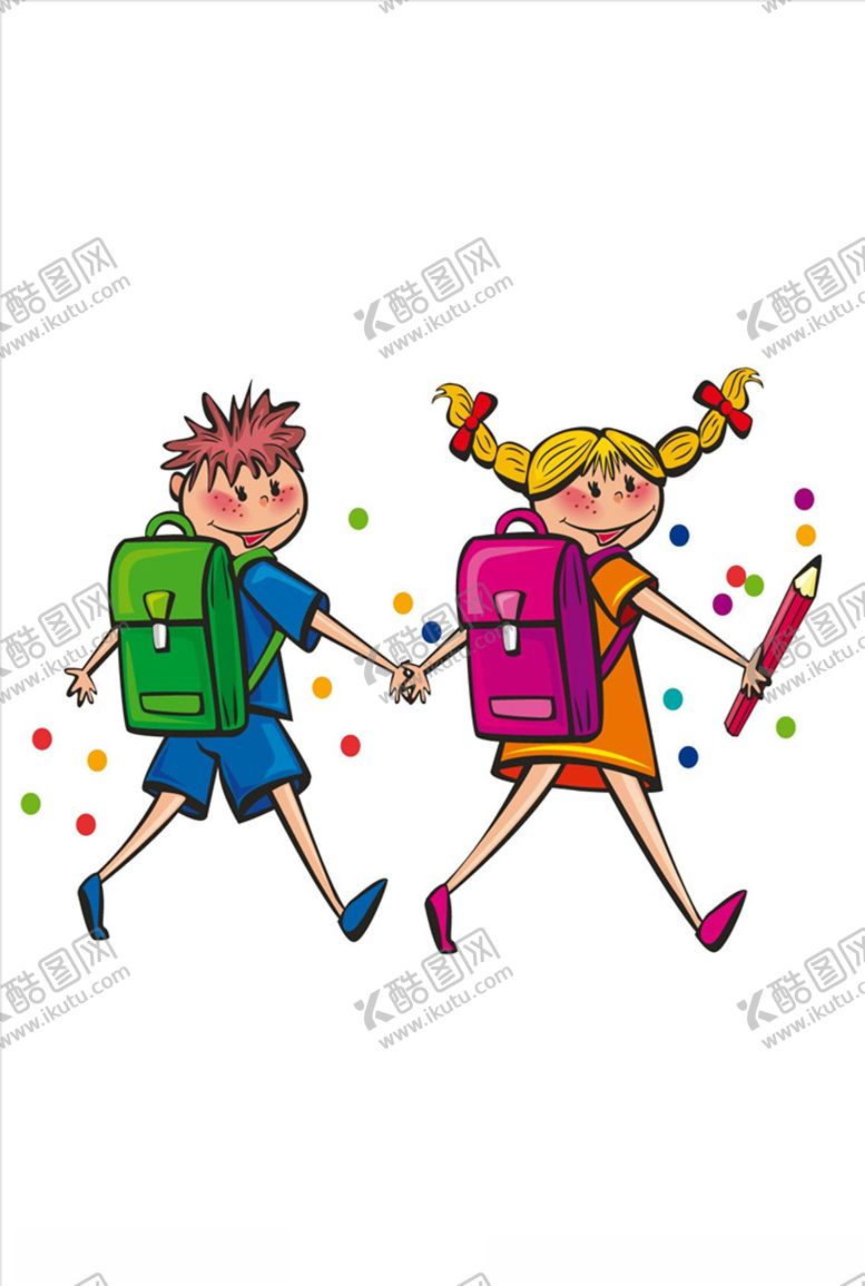 编号：84710209201137332568【酷图网】源文件下载-背书包上学的儿童