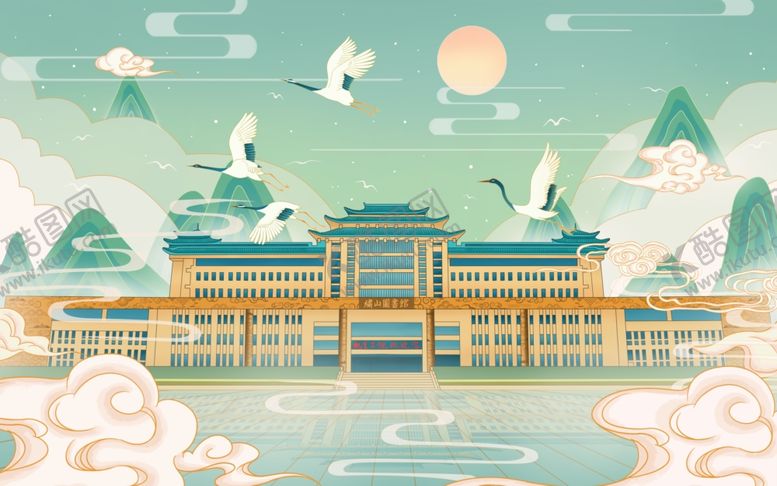 编号：64760802211737101592【酷图网】源文件下载-国潮山水插画背景图案中国风