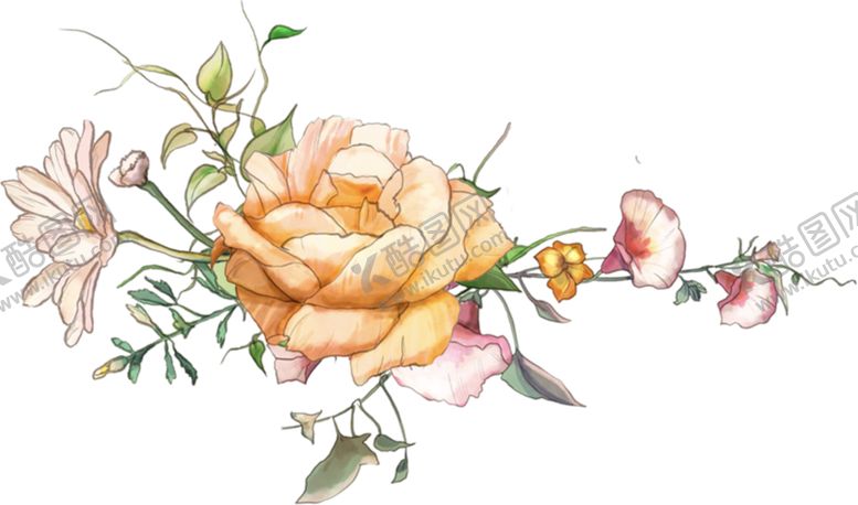 编号：29707409120412562141【酷图网】源文件下载-手绘花玫瑰花大牌花乱花