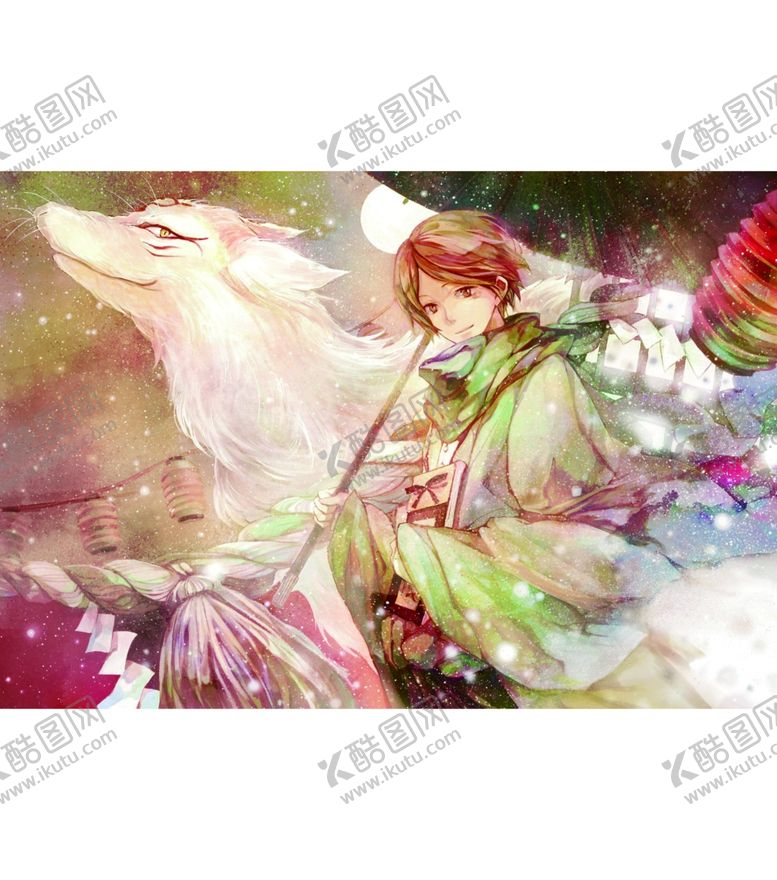 编号：34357109120227555898【酷图网】源文件下载-狐狸与少女插画