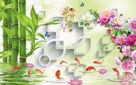 牡丹花背景墙