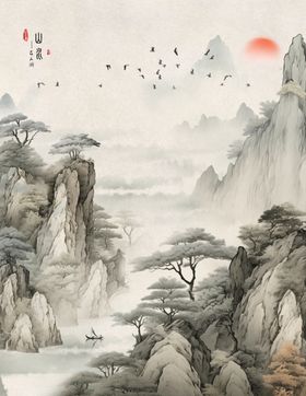 中国山水背景画