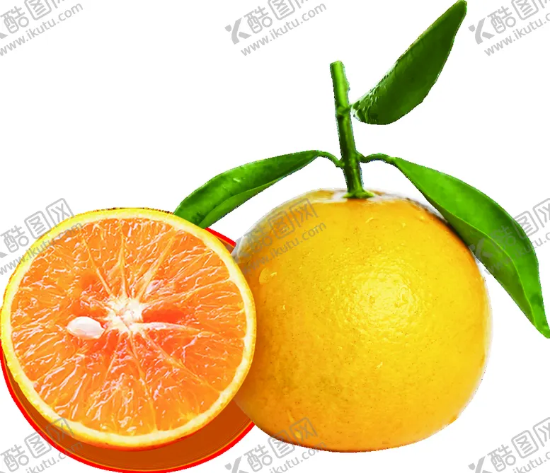 红橙橙子红江橙心切开的两个