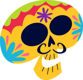 亡灵节卡通形象多彩彩绘手绘