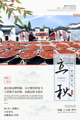 立秋二十四节气插画海报