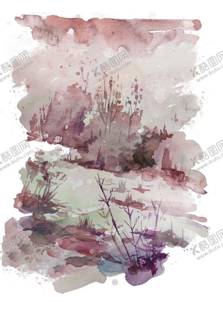 编号：38350109280345143977【酷图网】源文件下载-梦幻水彩绘画装饰图案