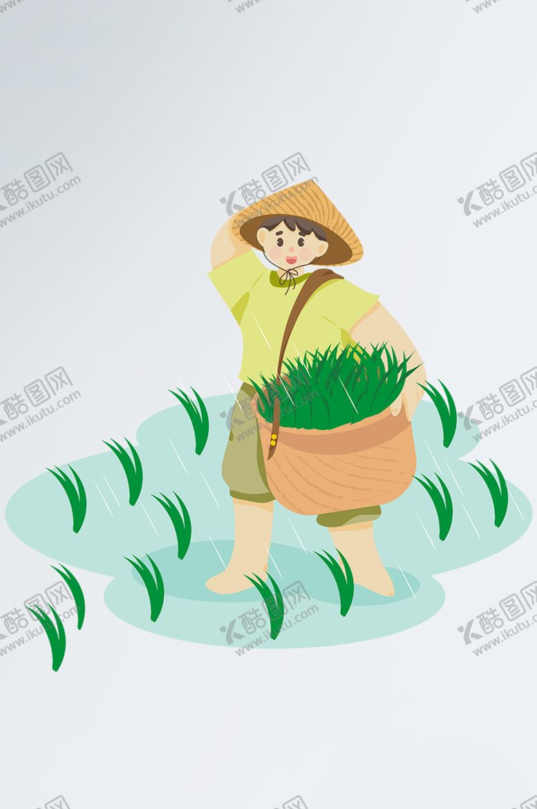 编号：93152709120040512140【酷图网】源文件下载-手绘卡通小清新谷雨人物元素装饰雨水