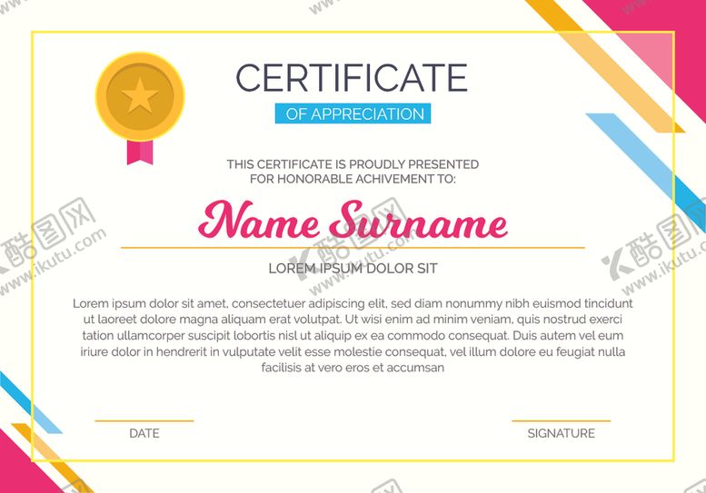 编号：34364910281533454381【酷图网】源文件下载-证书模板