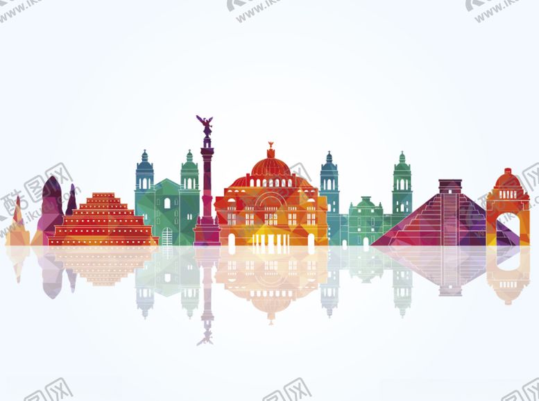 编号：17128410030015521285【酷图网】源文件下载-墨西哥城市地标剪影