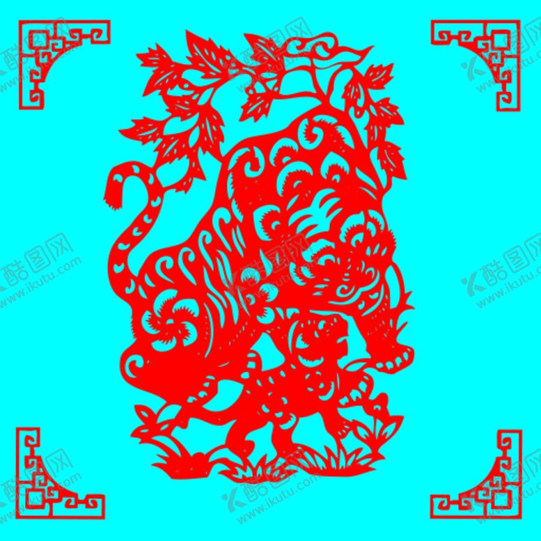 编号：96897201260542052189【酷图网】源文件下载-老虎剪纸