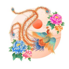 国潮凤凰插画